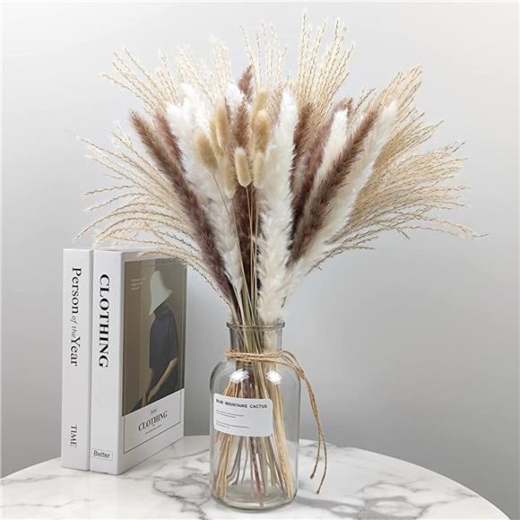 Pampas Grass Boho Home Decor, 75Pcs Natural Dried Carefully Hand-Picked Fluffy - Picture 3 of 6